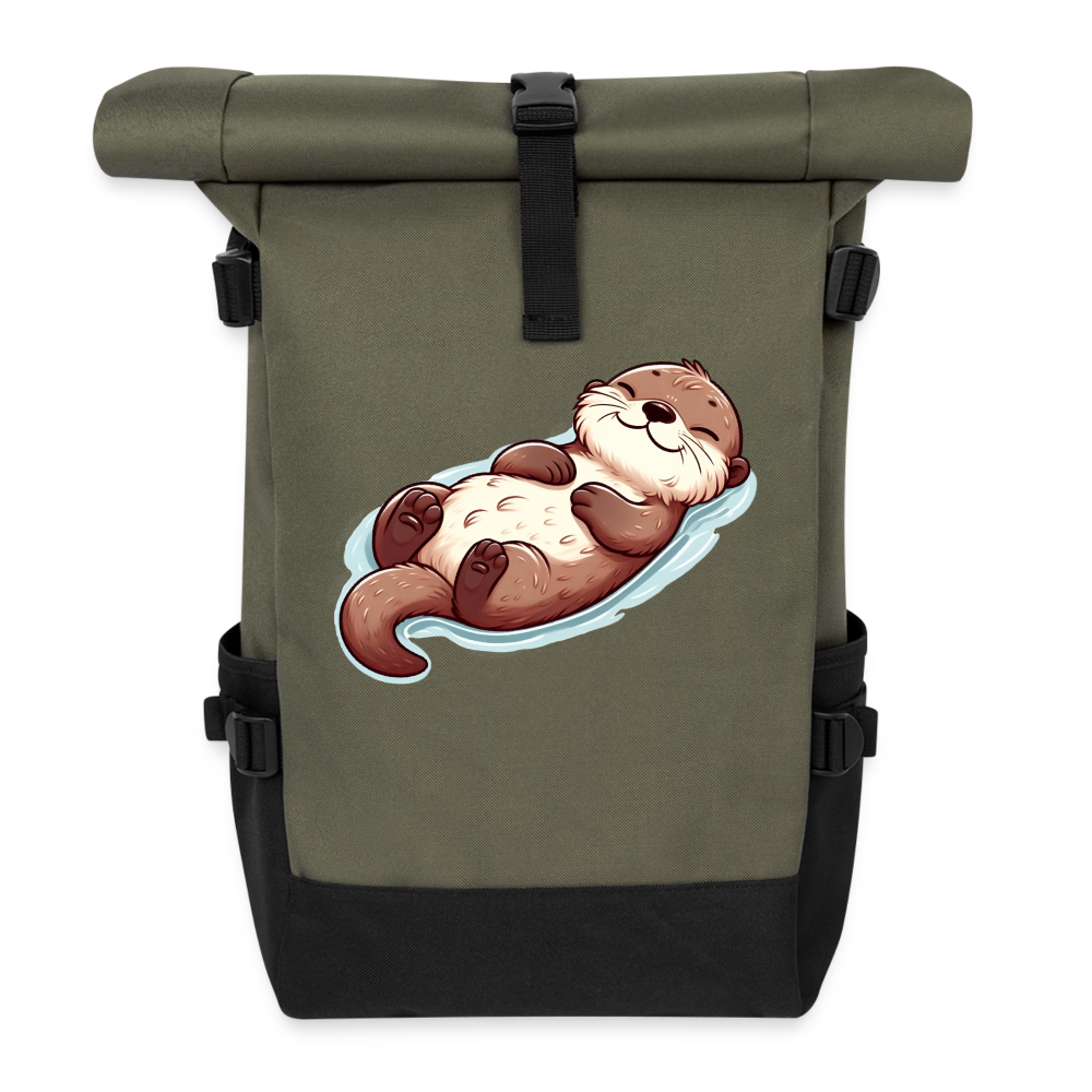 Otter Roll Top Backpack - olive/black