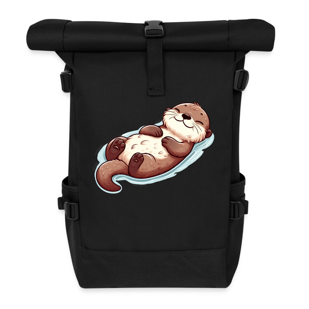 Otter Roll Top Backpack - black