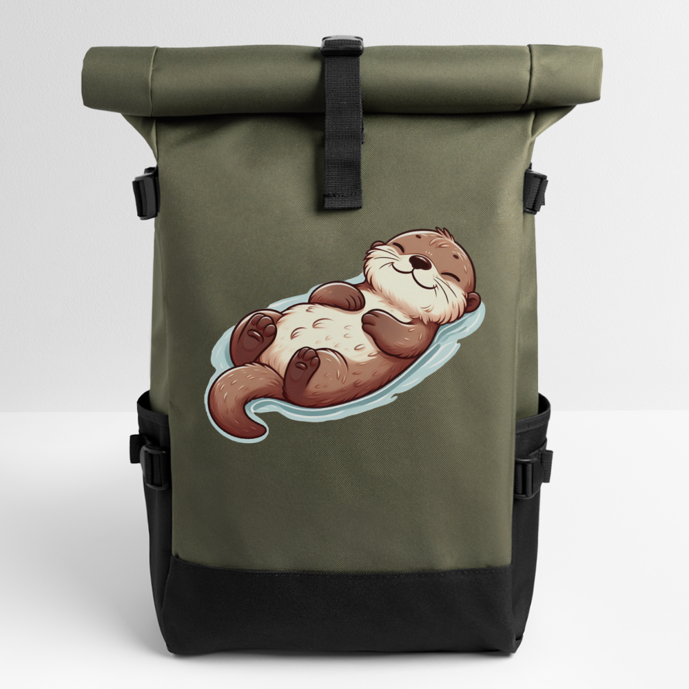 Otter Roll Top Backpack - olive/black
